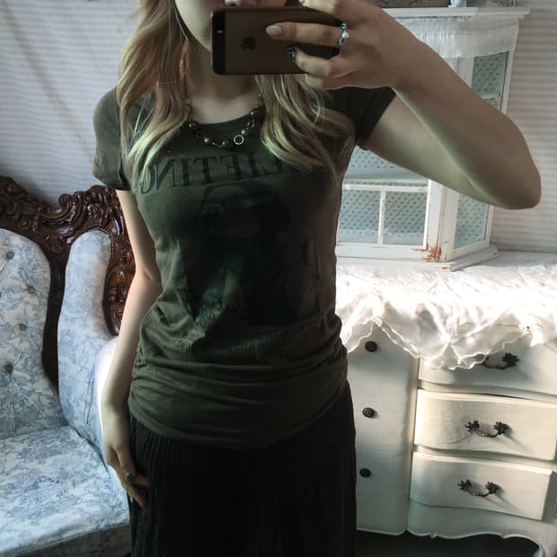 일본빈티지 갸루 펑크 딱붙핏 셔링 반팔