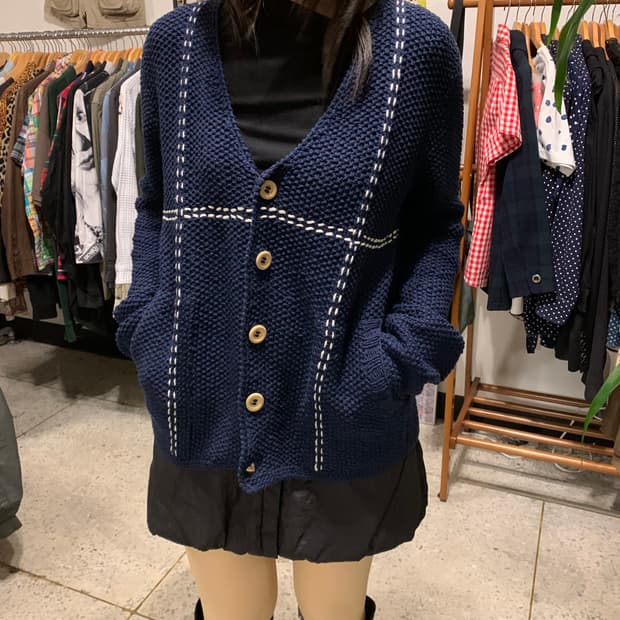 가이진메이드 핸드스티치 인디고 가디건