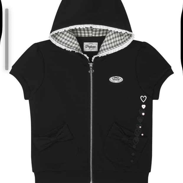 드라이로즈 리본체크후드집업 판매해요