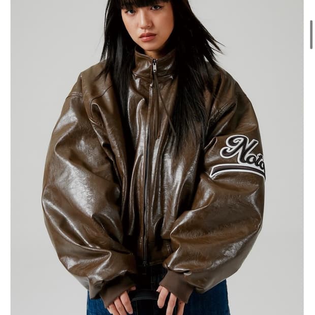 esc studio 레더 블루종 자켓 브라운