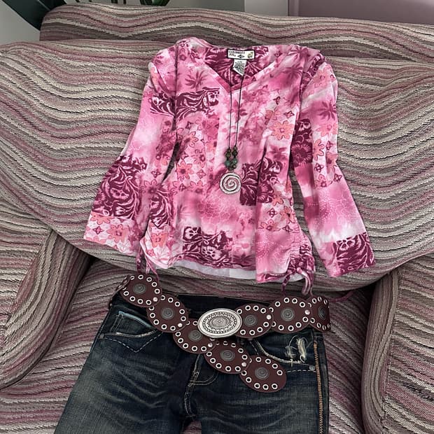 Tie-dye V-neck Shirred T-shirt 0188