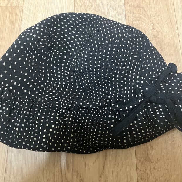 빈티지 도트 땡땡이 검정 벙거지 모자