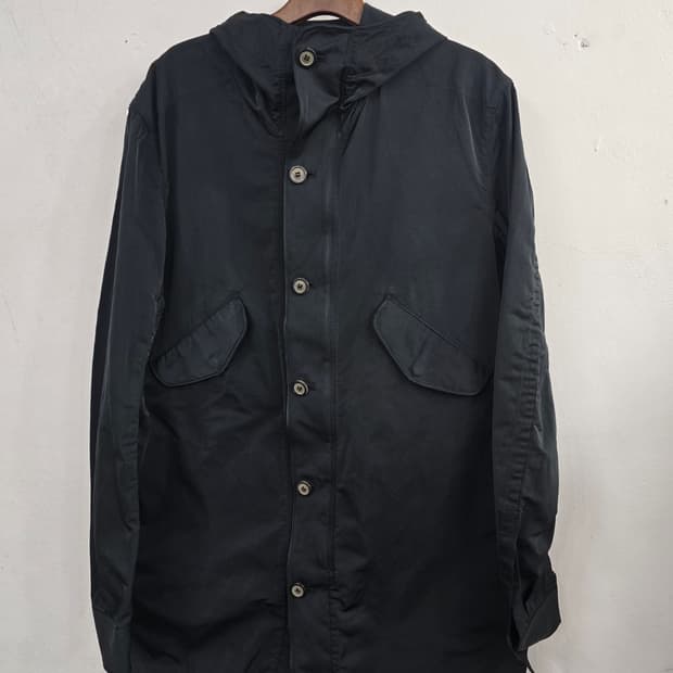 우영미 블랙 후드 야상 여성 사파리