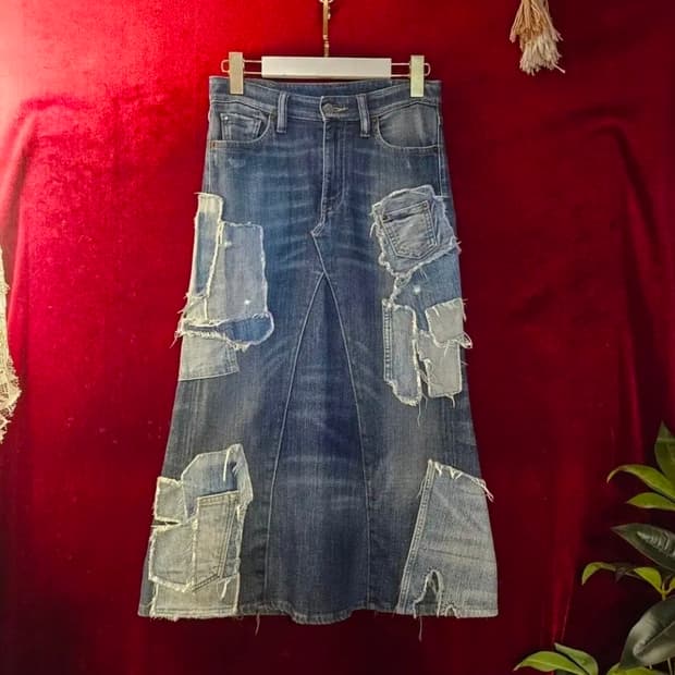 랄프로렌 포켓 덧뎀 데님 롱 스커트 25-26size