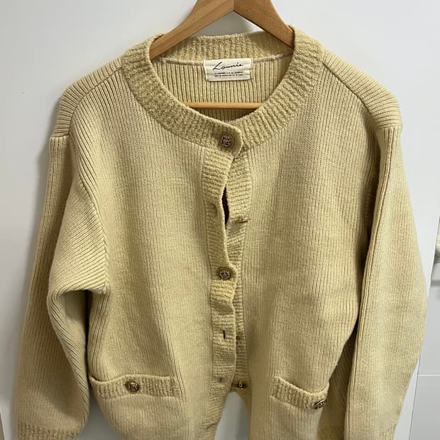 울100 빈티지 베이지 니트 가디건