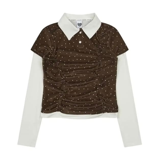 러브이즈트루 FS DOT LAYERED TEE 브라운