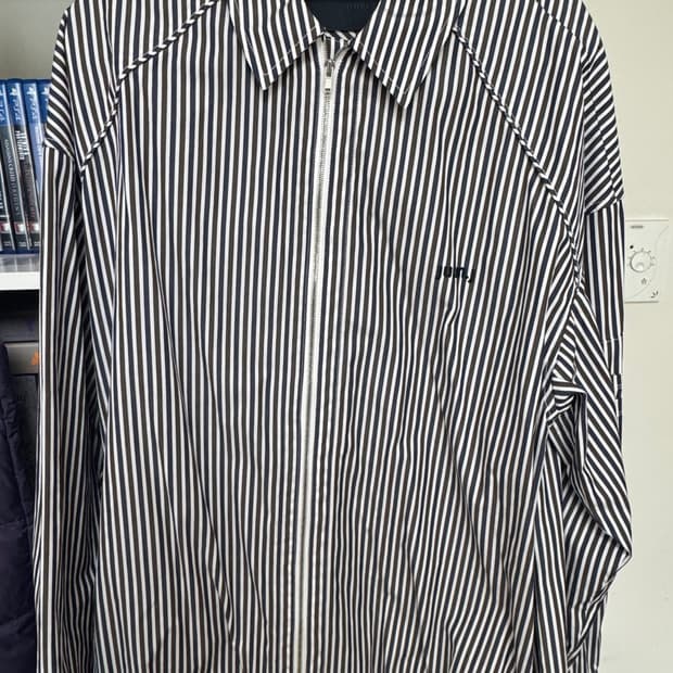 준지 스트라이프 집업 셔츠 - 브라운 44사이즈