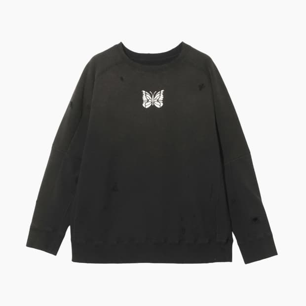 S M 니들스 테리 스웻셔츠 크루넥 블랙 미개봉 판매