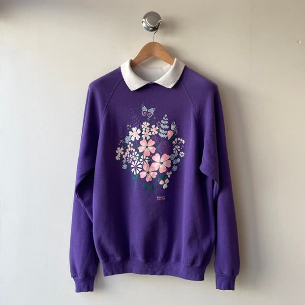 90s USA Morning Sun collar Sweatshirt 🪻