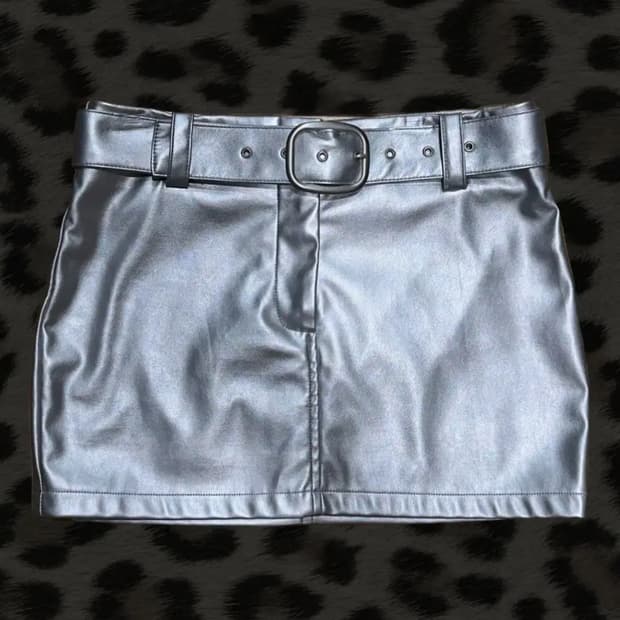 Iamgia 아이엠지아 실버 미니 스커트 갸루 섹시 글램