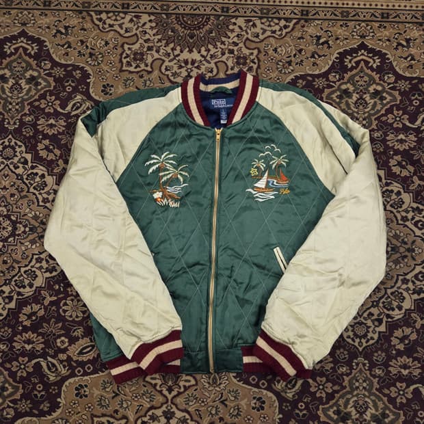 폴로 임브로이더 새틴 자켓 스카잔 L 택 달린 새상품