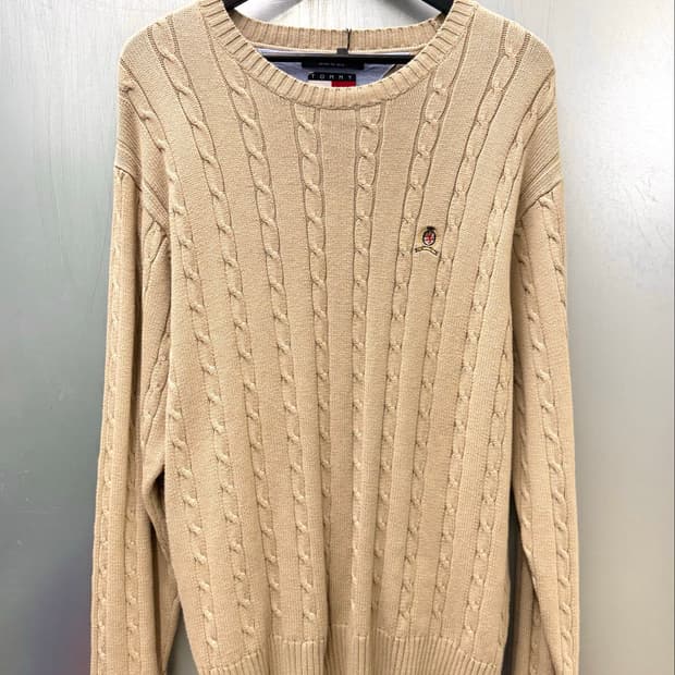 Tommy Hilfiger 타미 힐피거 베이지 케이블 니트 스웨터