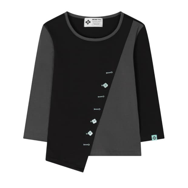 헤레틱 버튼 크로스 티셔츠 블랙