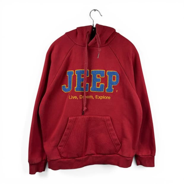 (S) 지프 부클 패치로고 후드 티 레드