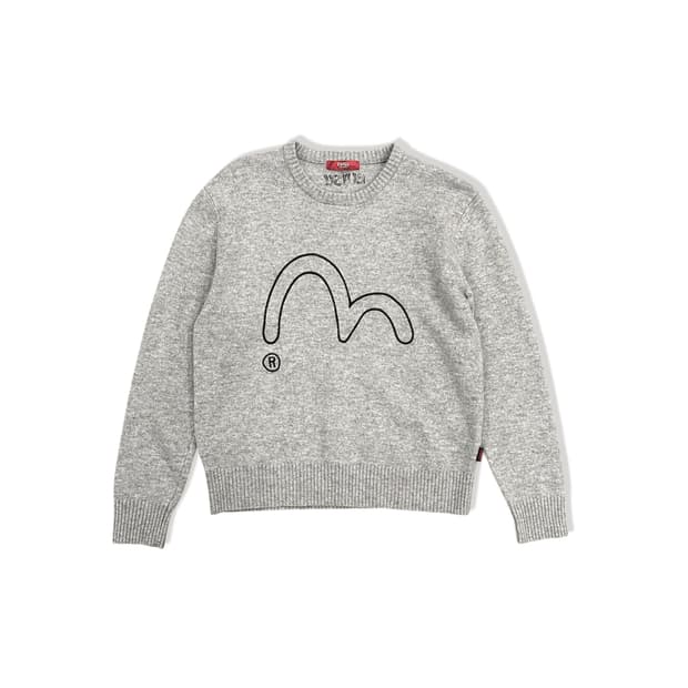 Logo Embroidered Detail Gray Knit