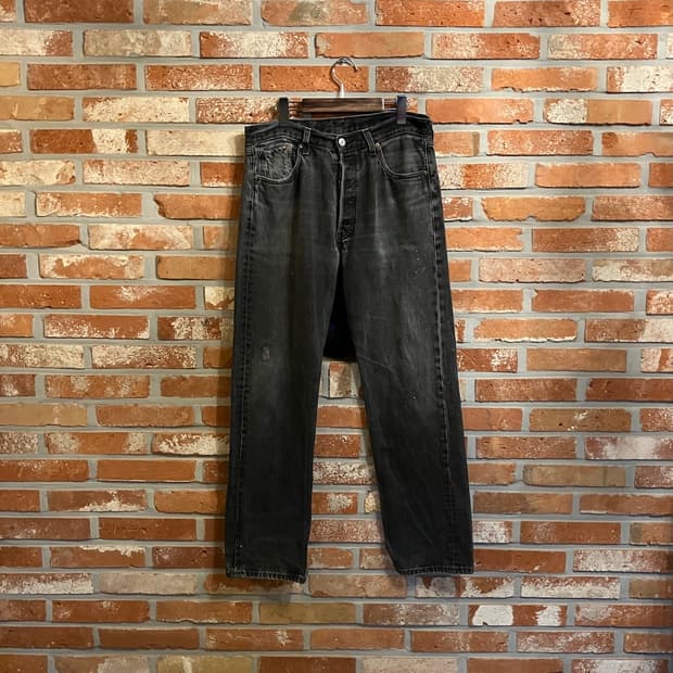 90s USA 빈티지 리바이스 501 0660 블랙진 흑청 데님 팬츠