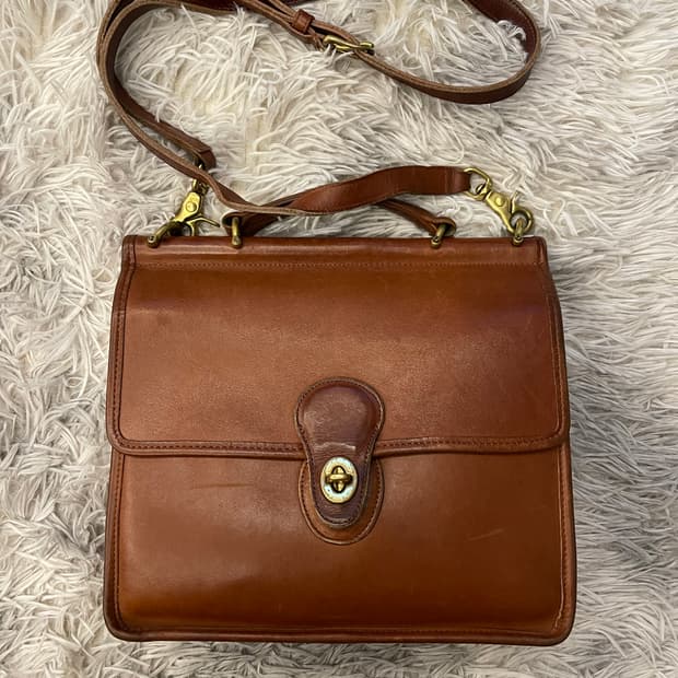 코치 빈티지 올드코치 브라운 가죽 willis 숄더백