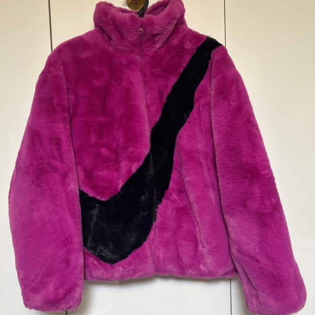 나이키 퍼 자켓 핑크 블랙 스우시