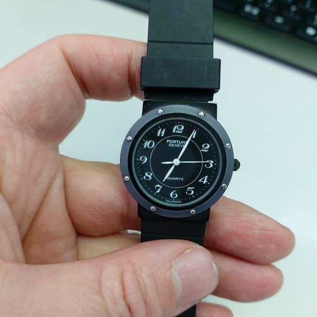 포춘제네바 블랙 쿼츠 남성 시계