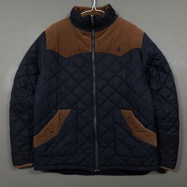 XL) 폴로 랄프로렌 USA 포니 코듀로이 골덴 배색 퀼팅 헌팅 자켓