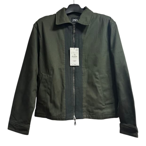 자라(ZARA) 유럽판 다크올리브 집업 헤비코튼 자켓 L 새상품