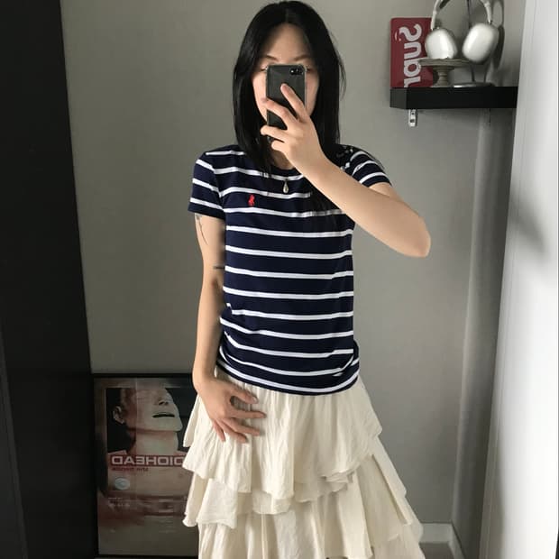 폴로 랄프로렌 스포츠 포니로고 스트라이프 반팔티