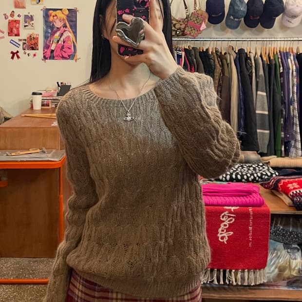 베이지 케이블 니트 [무배]