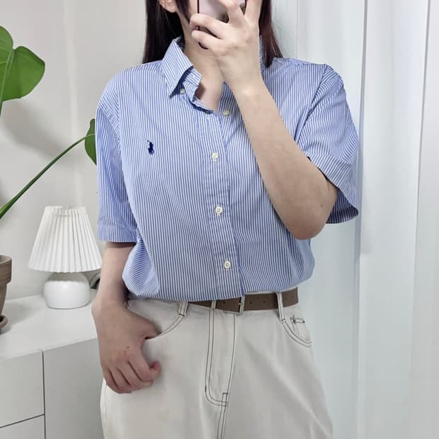 [정품] 폴로 네이비 / 네이비포니 스트라이프 반팔셔츠 [ M ]