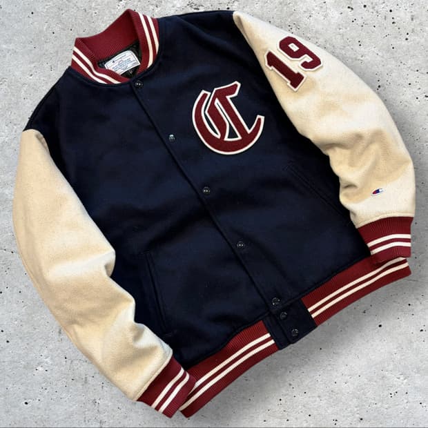 [L] 챔피온 울 혼방 네이비 스타디움 자켓 C655