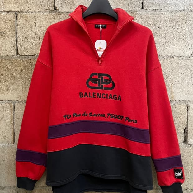 발렌시아가 BB 로고 반집업 맨투맨