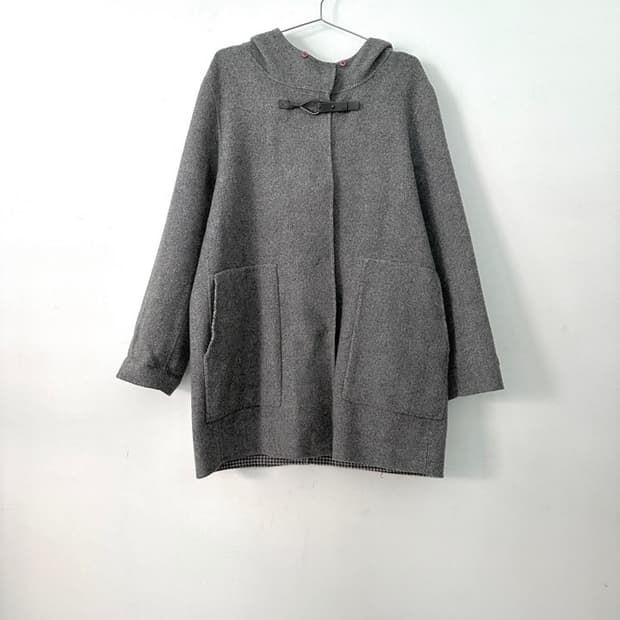Hound check reversible hoody coat / grey