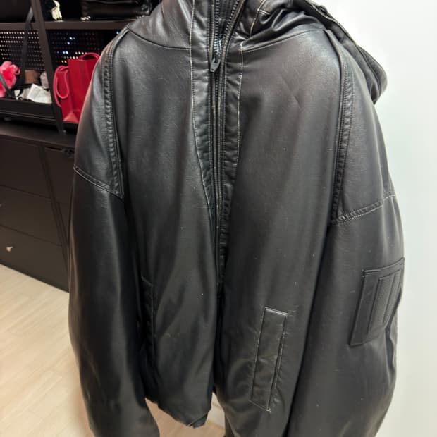 준지 페이크 레더 숏다운 워싱 푸퍼 다운 점퍼 52 jc4y39p285