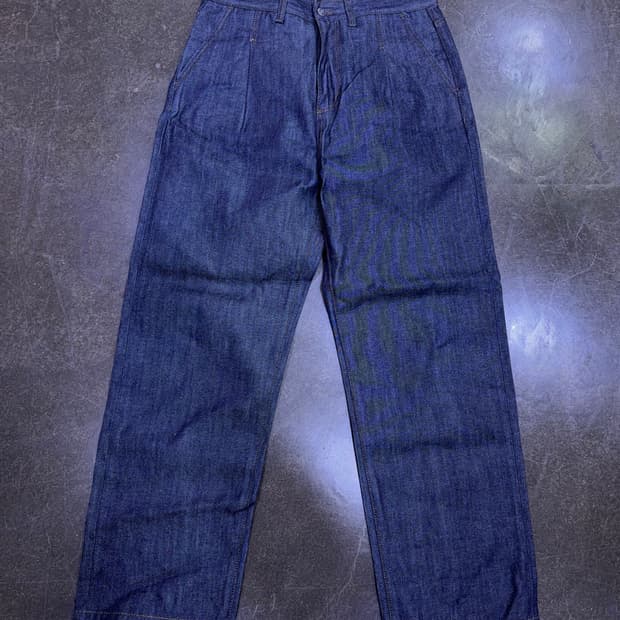 비슬로우 와이드 투턱 셀비지 데님팬츠 딥인디고 32