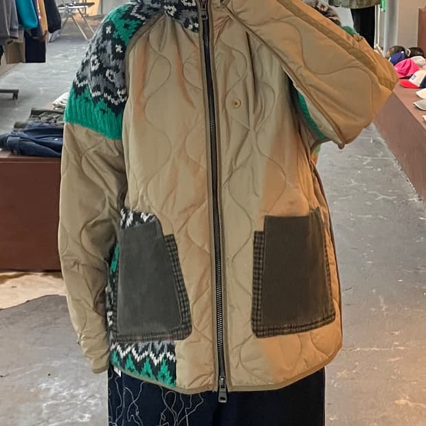 앤더슨벨 니트 패치드 퀄티드 파카 자켓 H2100