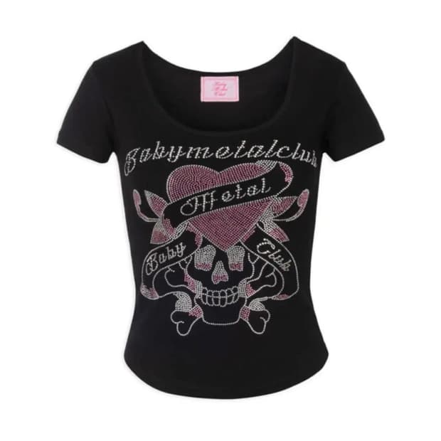 베이비메탈클럽 트윙클 스컬 반팔 티 블랙