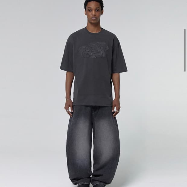 스웨이드 컨투어 포켓 데님 다크그레이