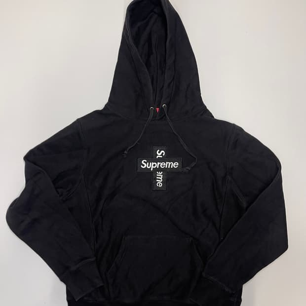 슈프림 크로스 박스 로고 후드티 블랙 S