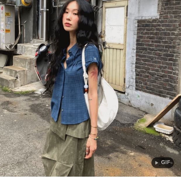 체크 롤업 셔츠