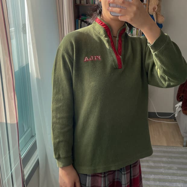 일본 FILA 휠라 빈티지 카키 롱슬리브 티셔츠