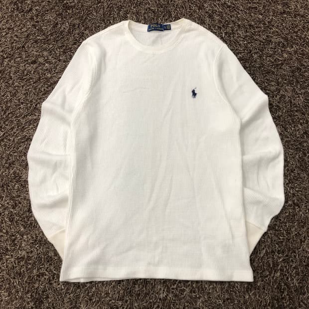 폴로 랄프로렌 와플 화이트 롱슬리브 긴팔 티셔츠