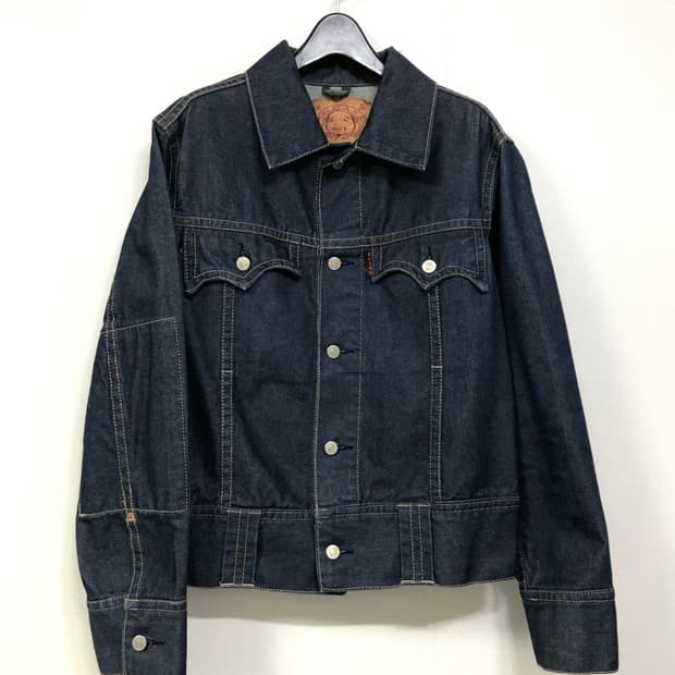 Evisu 에비수 야마네 재팬 스펠아웃 자수 데님 트러커 아메카지 청자켓