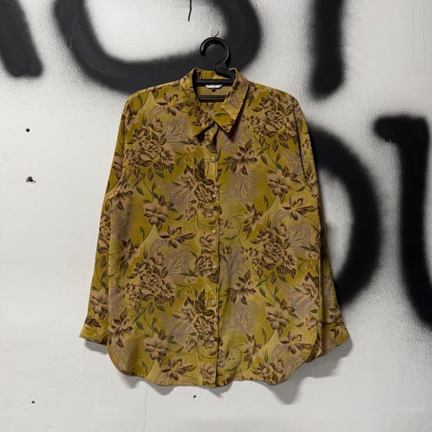 VTG 빈티지 플라워 자카드 패턴 긴팔 셔츠