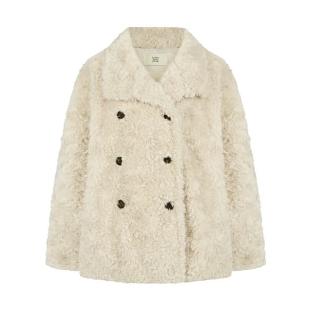 레터프롬문 시프티 더블 버튼 퍼 자켓 베이지