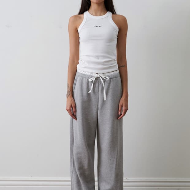 인지액티브 새틴 레이어드 스웻팬츠 그레이