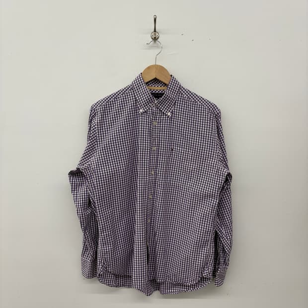 타미힐피거 깅엄체크 셔츠 남방 남성M