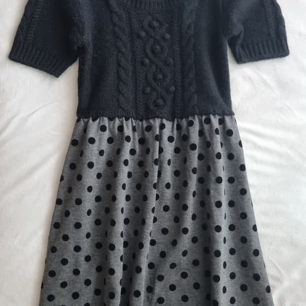 빈티지 모리걸 하구미 도트 니트 원피스