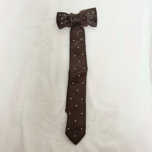 리즈리사 초코 브라운 리본 넥타이 브로치 라떼 히메 카지 갸루 러블리