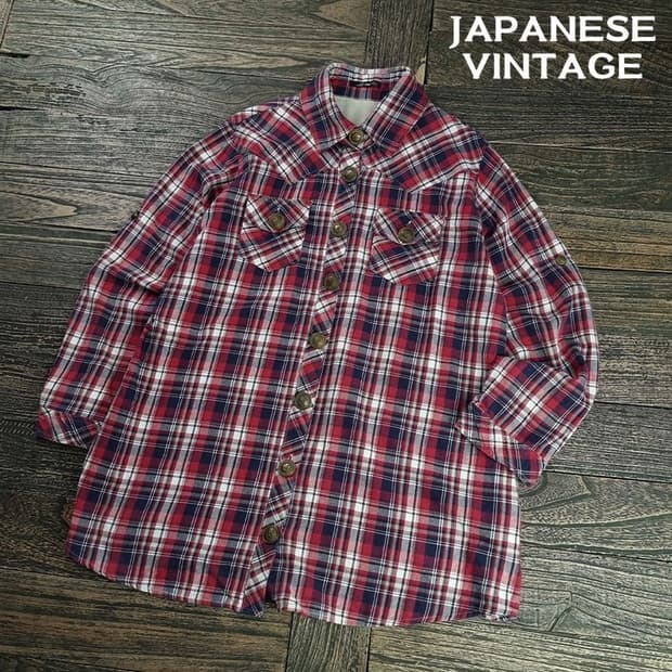 [일본빈티지] 체크 웨서튼 셔츠 M19958