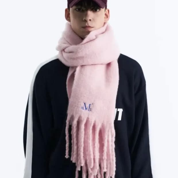 무센트 시그니처 머플러 핑크자수