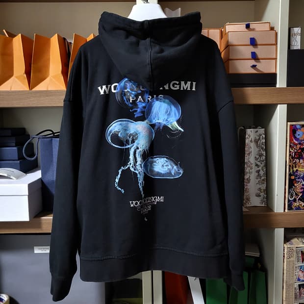 24SS 우영미 젤리피쉬 백로고 후드티 50사이즈 블랙